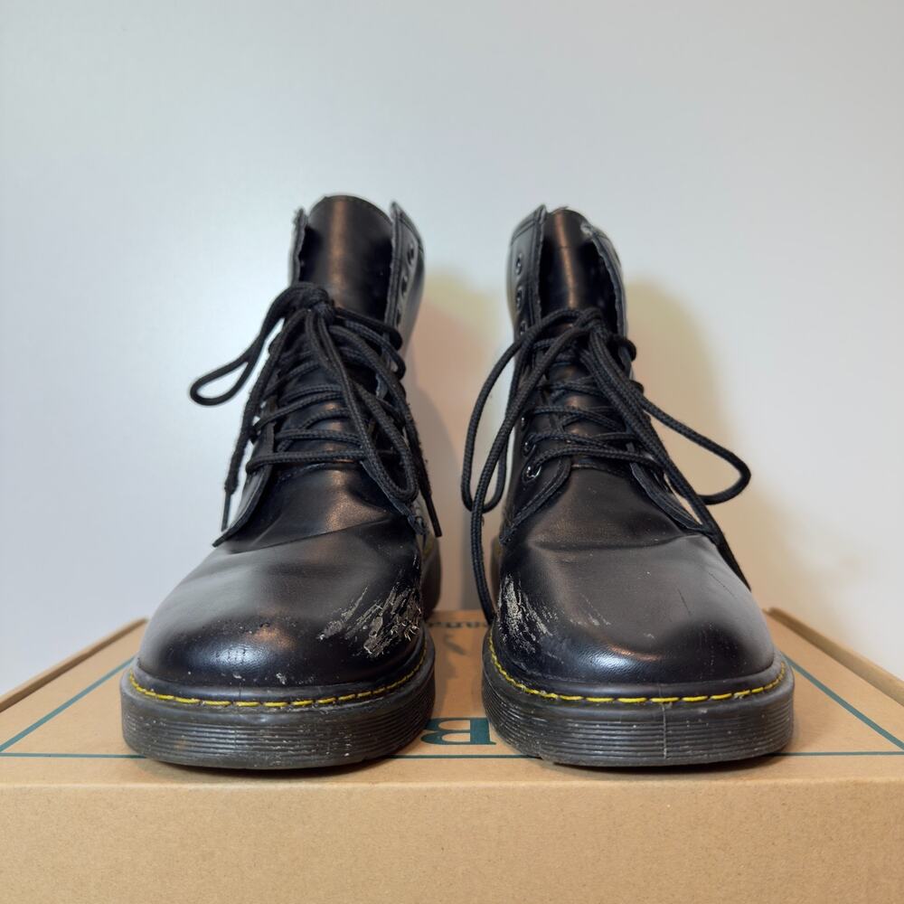 Dr Martens Zavala J Womens 7.5 Black Leather Combat Boots Lace Up Bouncing Sole - Picture 7 of 8